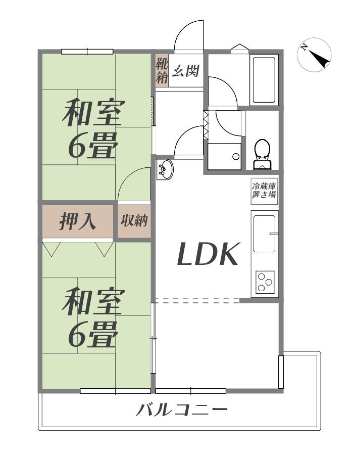 南大泉ヴィクトリアハイツ(2LDK/3階)の間取り写真