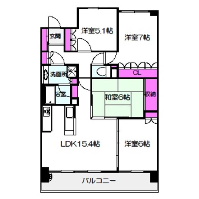 ライオンズガーデン城東(4LDK/4階)の間取り写真