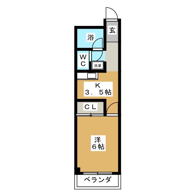 オーシャンハイツ(1K/3階)の間取り写真
