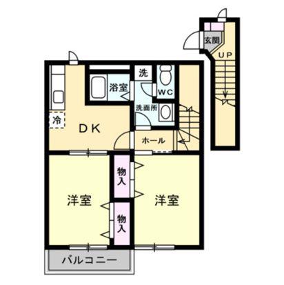 ノーブルパレス(2DK/2階)の間取り写真
