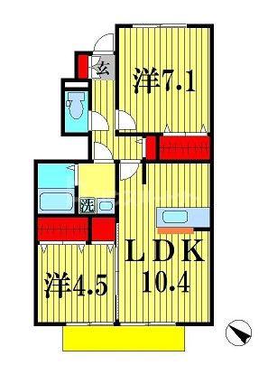 アシェルガーデン(2LDK/1階)の間取り写真