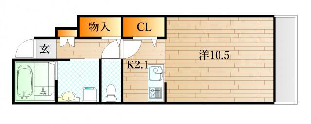 ステイブル(1K/1階)の間取り写真
