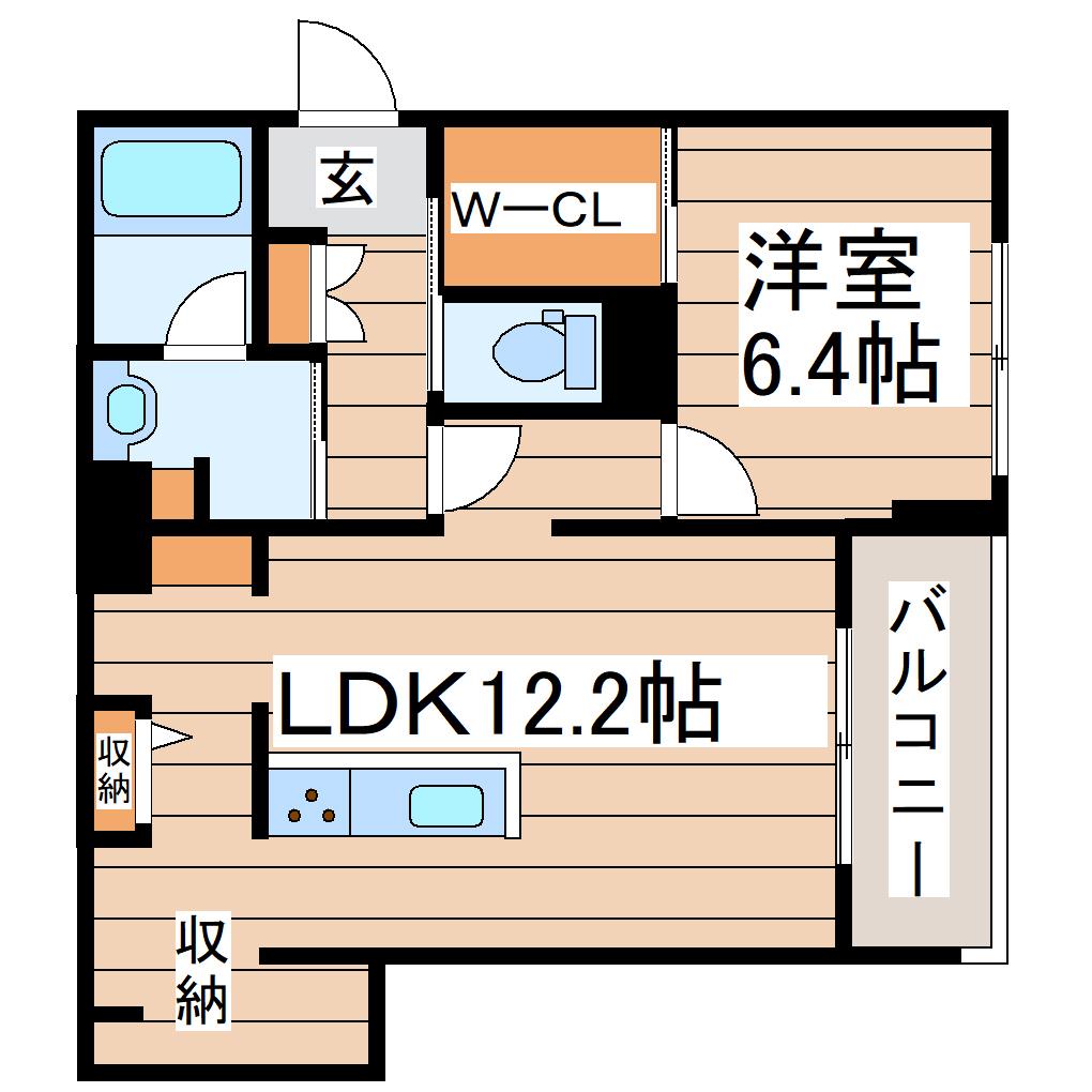 シャーメゾンLALA(1LDK/1階)の間取り写真