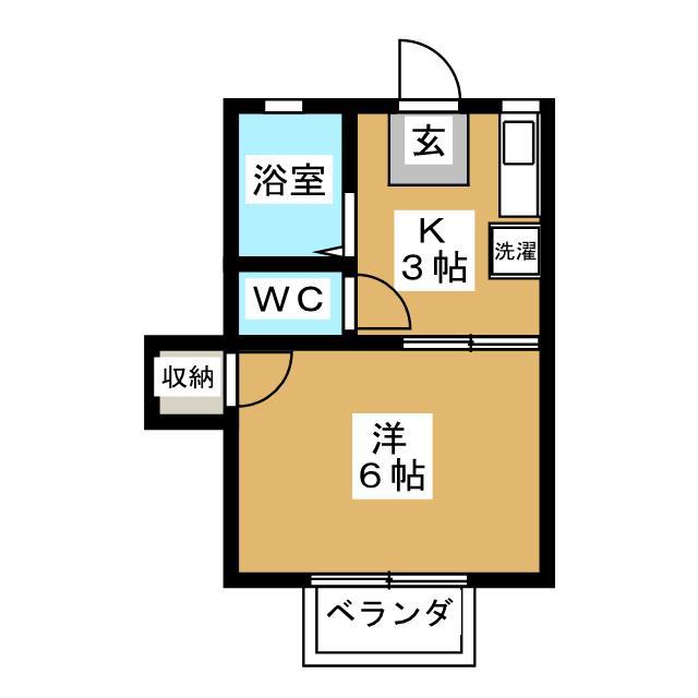 マシモハイツ(1K/2階)の間取り写真