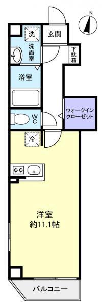 ツリーデン勝田台北口(ワンルーム/2階)の間取り写真