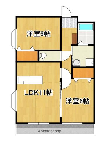 ＪＲ中央線 石和温泉駅 徒歩56分 2階建 築23年(2LDK/2階)の間取り写真