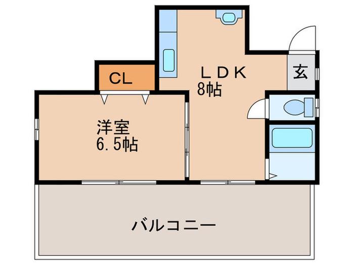 ハイツ美園(1LDK/5階)の間取り写真