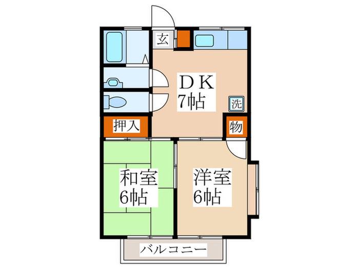 マルメゾン21(2DK/2階)の間取り写真