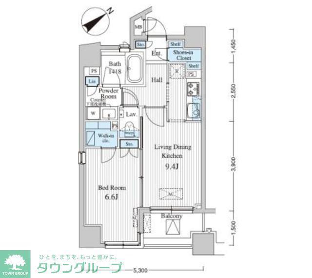 MFPRコート赤坂見附(1DK/5階)の間取り写真