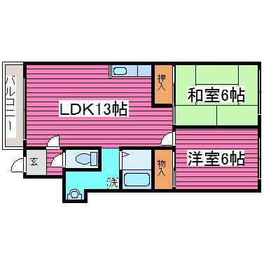 サンクレスト大栄(2LDK/1階)の間取り写真