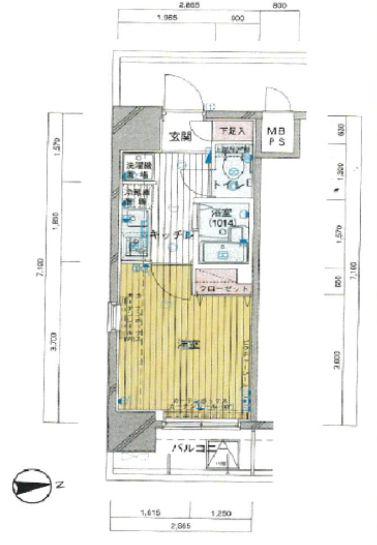 OLIO麻布十番(1K/6階)の間取り写真