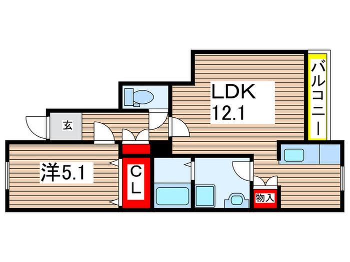 ポルトラフィネ(1LDK/1階)の間取り写真