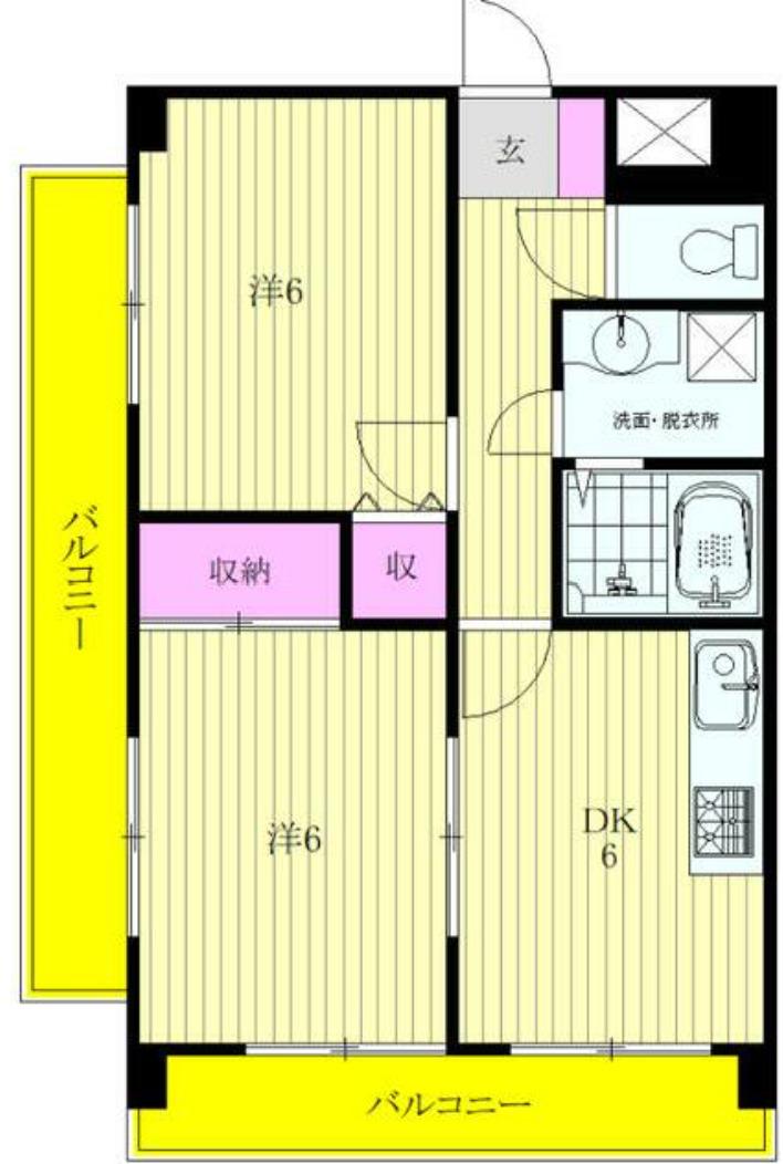 菊野台KYハイツ(2DK/2階)の間取り写真