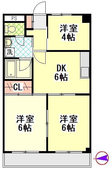 リトルパインプラザ(3DK/5階)の間取り写真