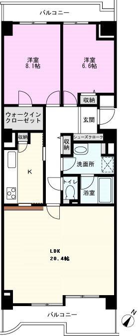 パークフィールドみさとテラ・ウエスト五街区一号棟(2LDK/9階)の間取り写真