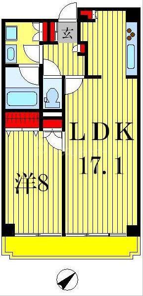 ロイトン松戸(1LDK/2階)の間取り写真