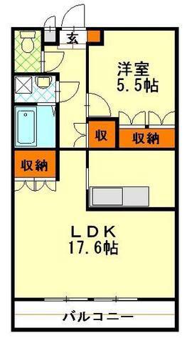 サウンドスケープ(1LDK/2階)の間取り写真