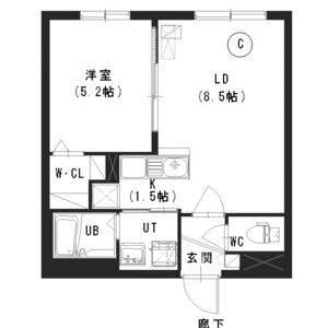 CHAMBRE澄川(1LDK/1階)の間取り写真