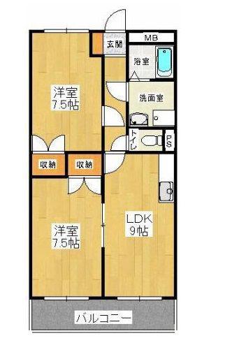 ハイネスコーポ(2LDK/2階)の間取り写真