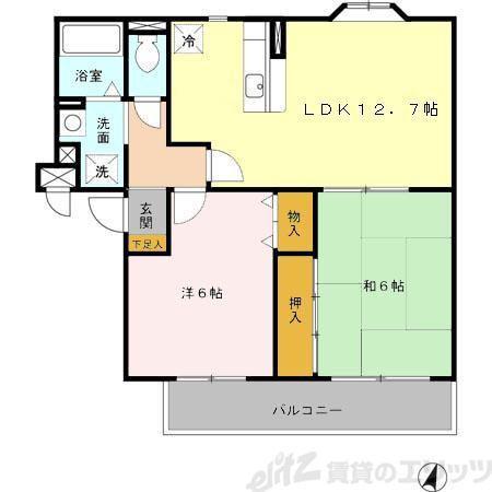 アランヴェール(2LDK/2階)の間取り写真