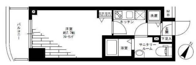 ガラ・ステージ目黒不動前(1K/5階)の間取り写真
