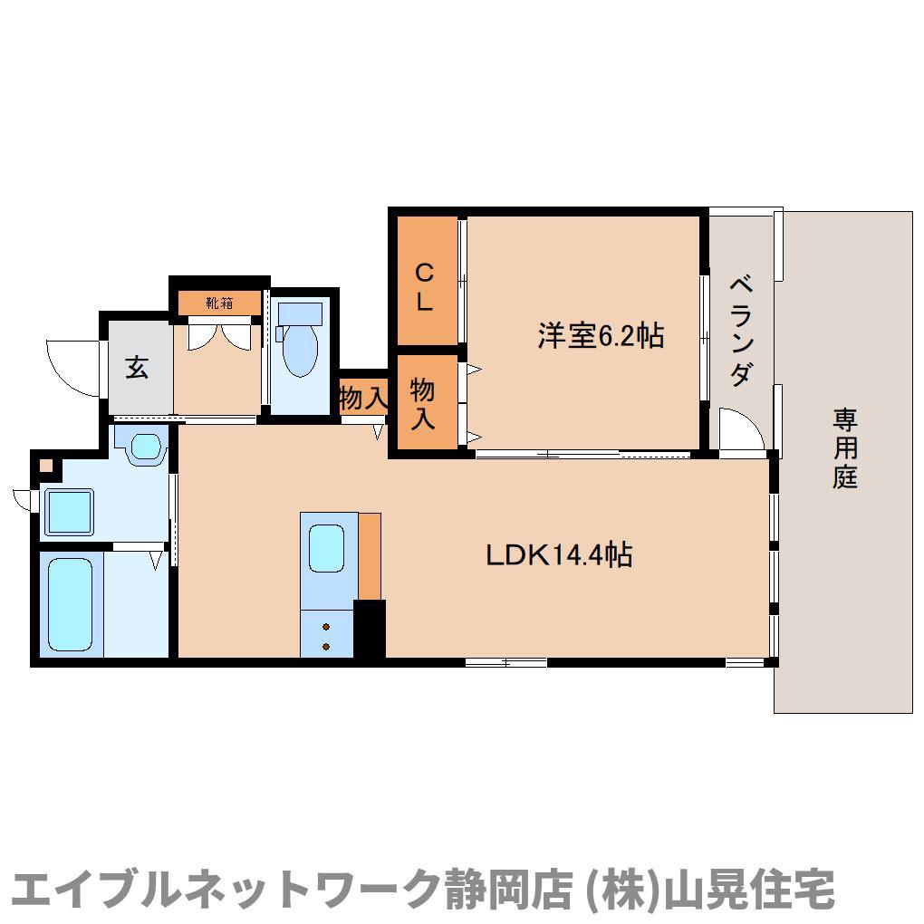 D.フィールド(1LDK/1階)の間取り写真