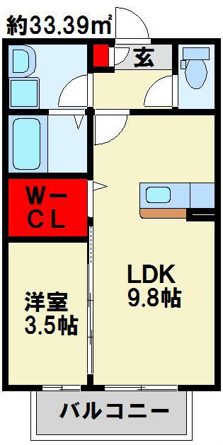 サニーコート尾倉(1LDK/2階)の間取り写真