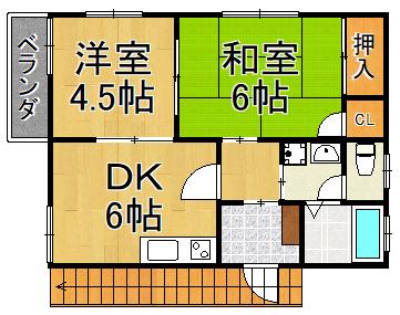 たんぽぽハイツ2(2DK/2階)の間取り写真