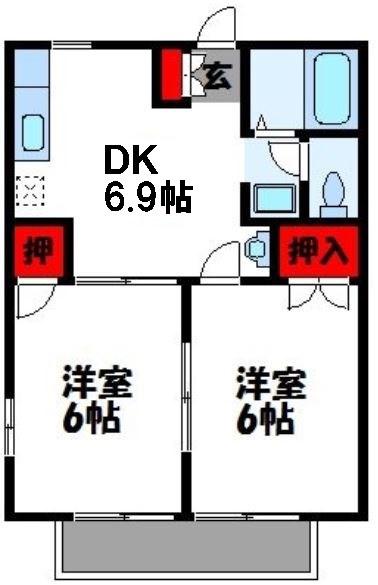 グリーンハイツ柴田II(2DK/2階)の間取り写真