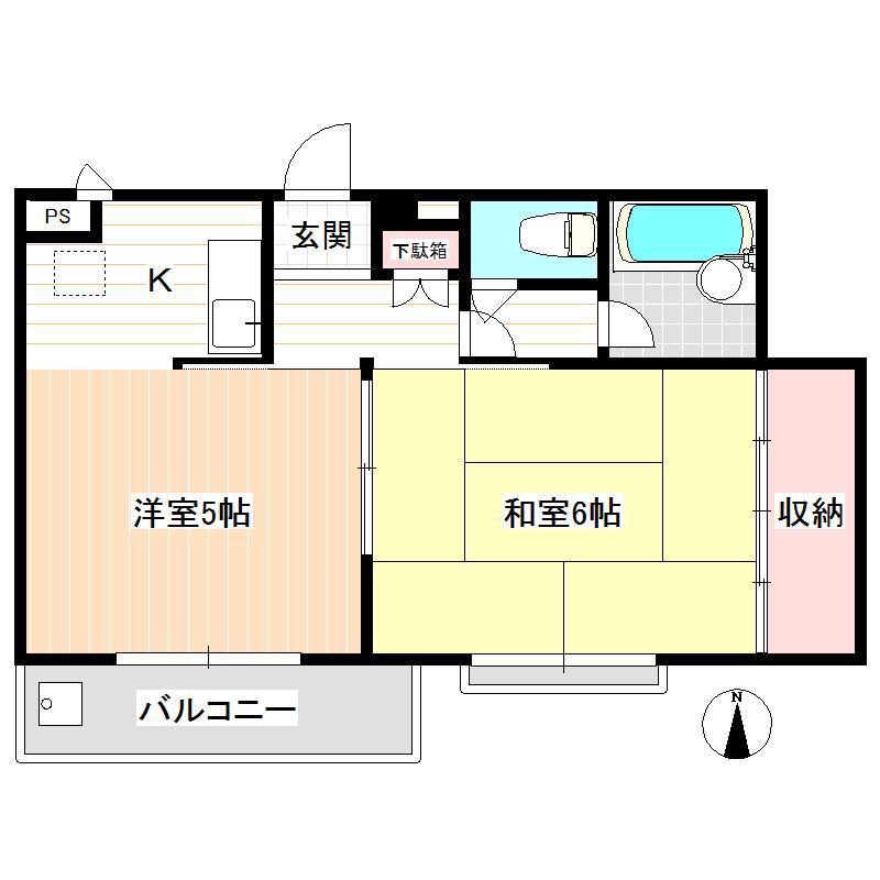 コーポセブン(2K/2階)の間取り写真
