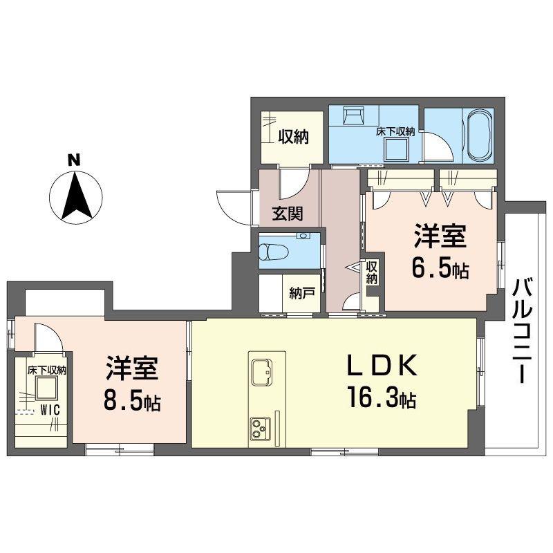 SUレジデンス若松町(2LDK/1階)の間取り写真