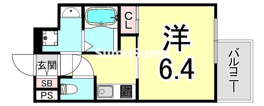 RIDGE姫島(1K/10階)の間取り写真