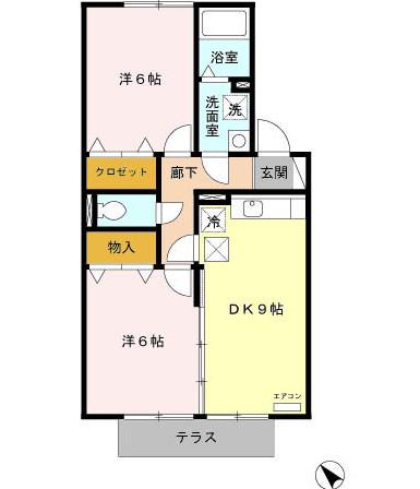 プレジオ参番館(2DK/1階)の間取り写真