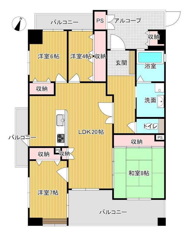 アドバンス21ベイスクエア下関(4LDK/7階)の間取り写真