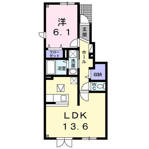 ソールグランツ B(1LDK/1階)の間取り写真