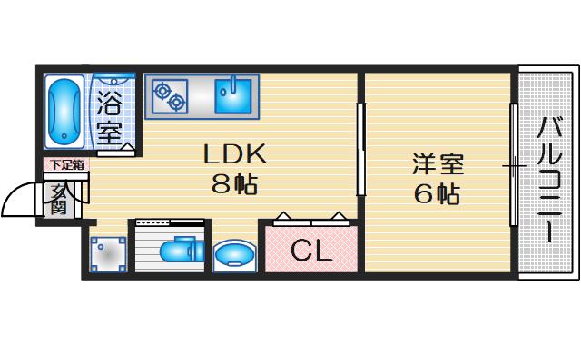 むつみマンション(1LDK/3階)の間取り写真
