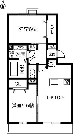 アリュール林(2LDK/3階)の間取り写真