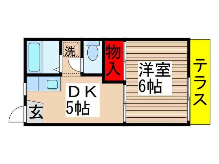 メゾン勝田台B棟(1DK/1階)の間取り写真