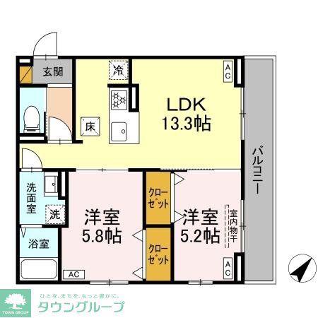 D-SOLACE津田沼(2LDK/1階)の間取り写真