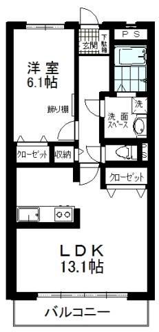 O-FOREST I(1LDK/1階)の間取り写真