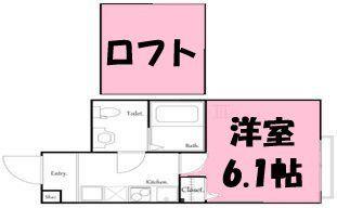ウエストハイムせんげん台2(1K/2階)の間取り写真