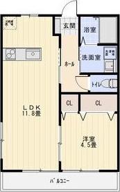 シェトワ桜ヶ丘(1LDK/2階)の間取り写真