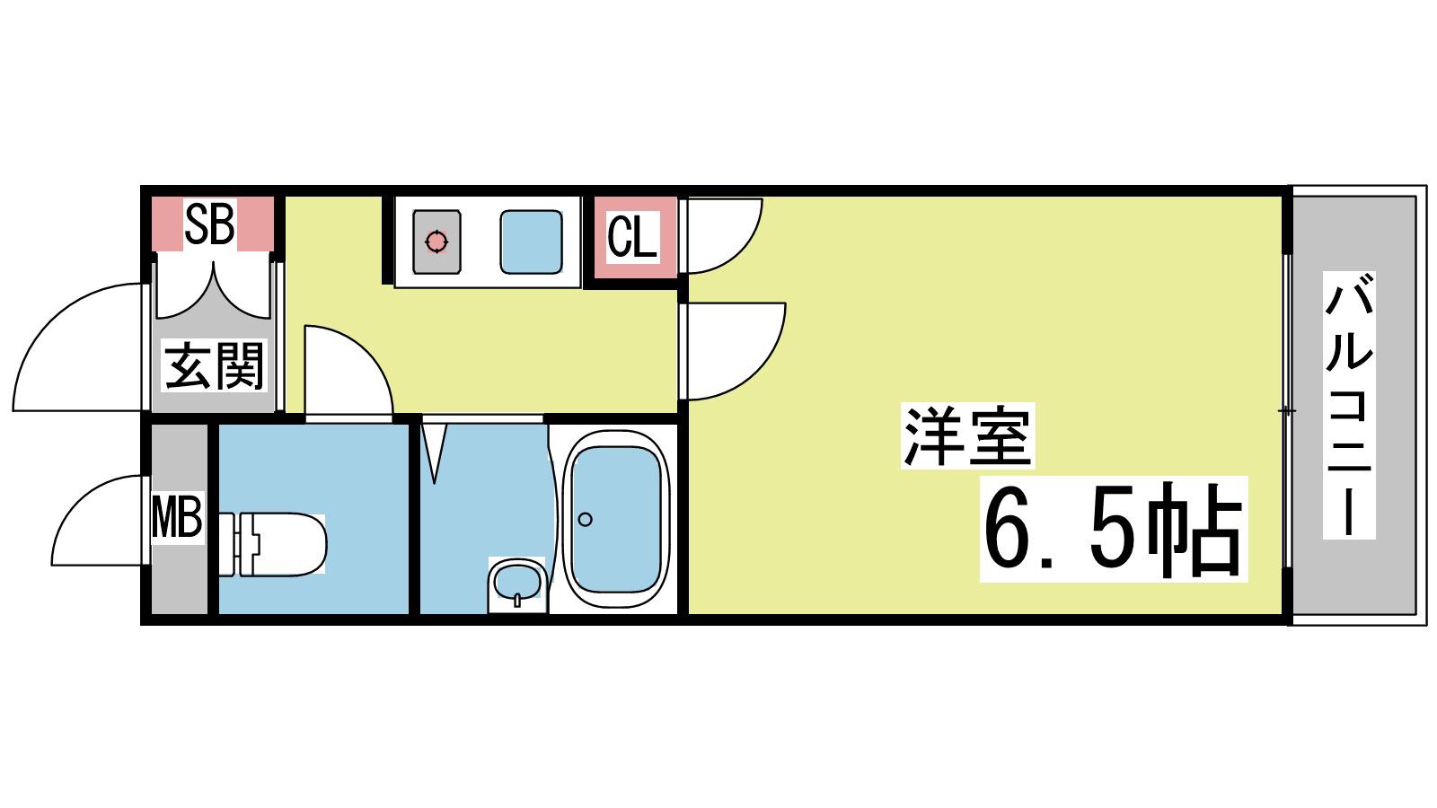 パルミナード弓木(1K/2階)の間取り写真