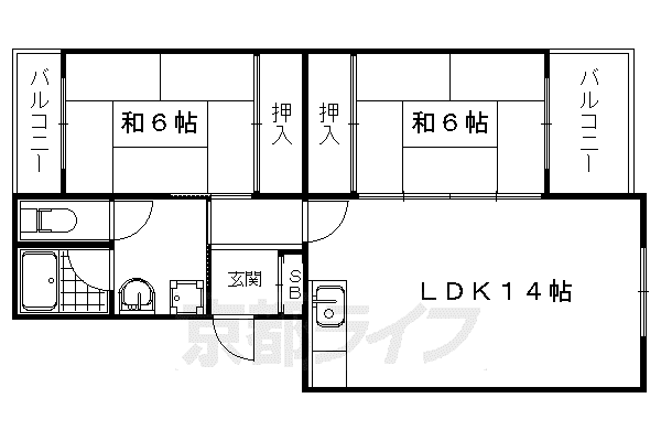 嵐山ロイアルハイツ(2LDK/5階)の間取り写真