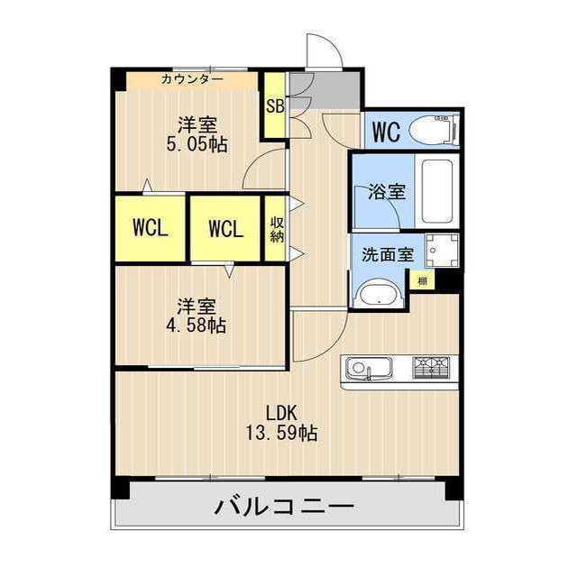 LIBTH光の森II(2LDK/2階)の間取り写真