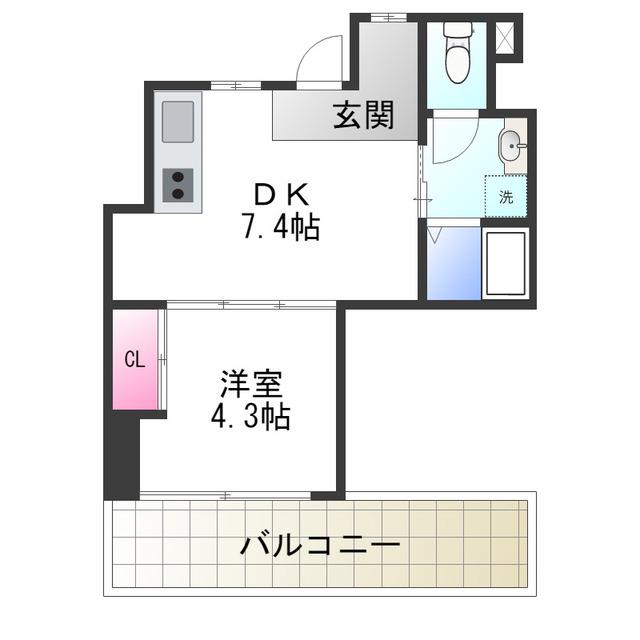 サザンクレスト七道シエル(1DK/6階)の間取り写真