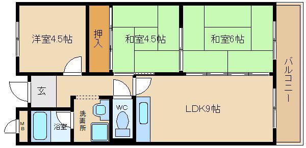 ヴィラフォンテーヌ(3LDK/3階)の間取り写真