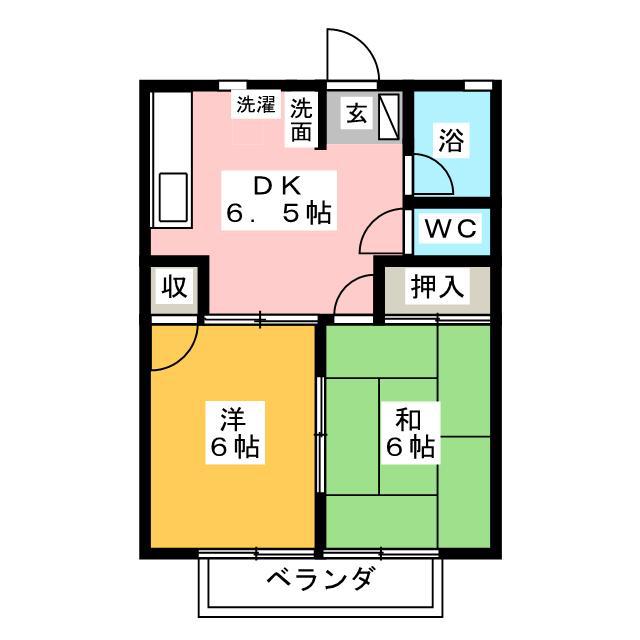 マデーラII(2DK/2階)の間取り写真