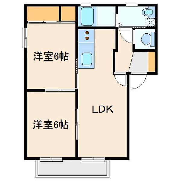 パルテールB(2LDK/2階)の間取り写真