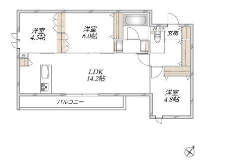 グリシーヌ(2LDK/2階)の間取り写真